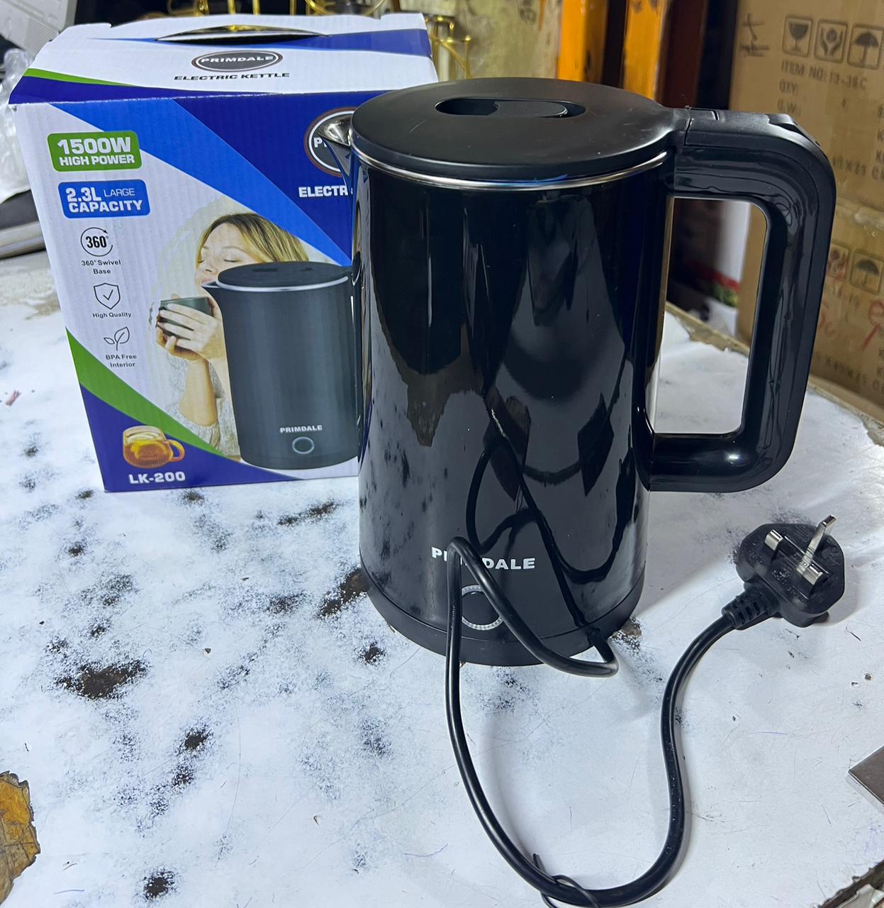 2.3 L PRIMDALE AUTOMATIC ELECTRIC KETTLE - Stainless steel, Construction for durability and easy cleaning, Making enough water for multiple cups of tea or coffee, Swivel base for easy pouring .