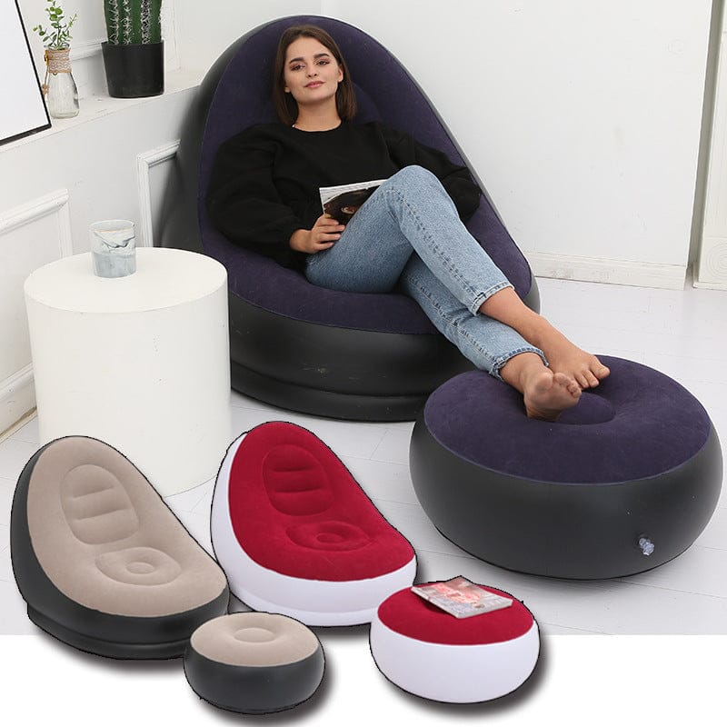 Inflatable Seat with Foot Rest – Portable Comfort with Manual Pump,  Easy to carry, inflate, and store,  Perfect for camping, traveling, outdoor events, or home use.