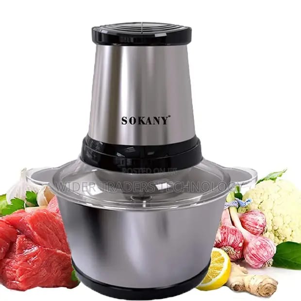 Sokany Automatic Stainless Steel Food Processor 2 Litres – 800W Powerful Electric Chopper & Blender,  Fast, efficient chopping and blending, Stainless Steel Bowl: Durable, rust-resistant and hygienic.