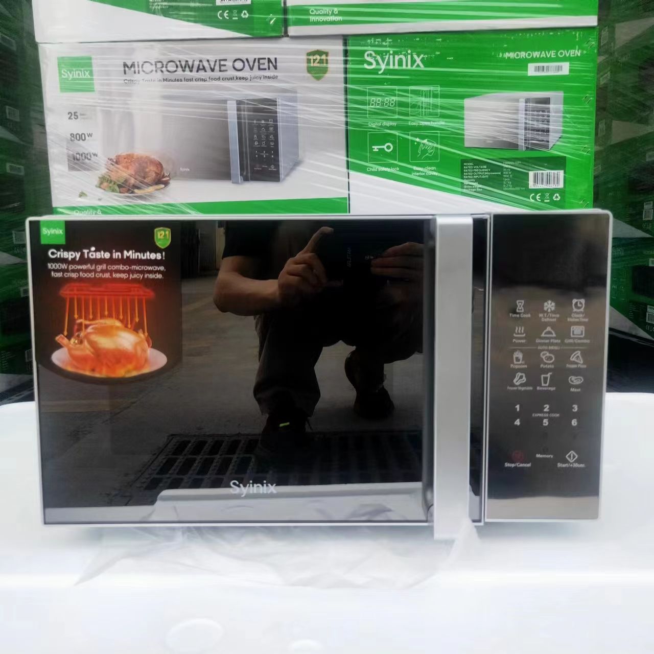 25 LITRES SYINIX DIGITAL MICROWAVE OVEN - Membrane Digital Control, 11 Power Levels, Grey Cavity, Memory Function, Kitchen Timer.