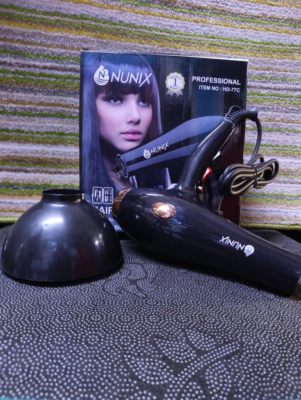 Nunix HD-77C Professional Hair Dryer/ Blow Dry - An extremely strong, handy and practical handheld hairdryer external body it is non-deformable under the aaction of heat and completely recyclable.