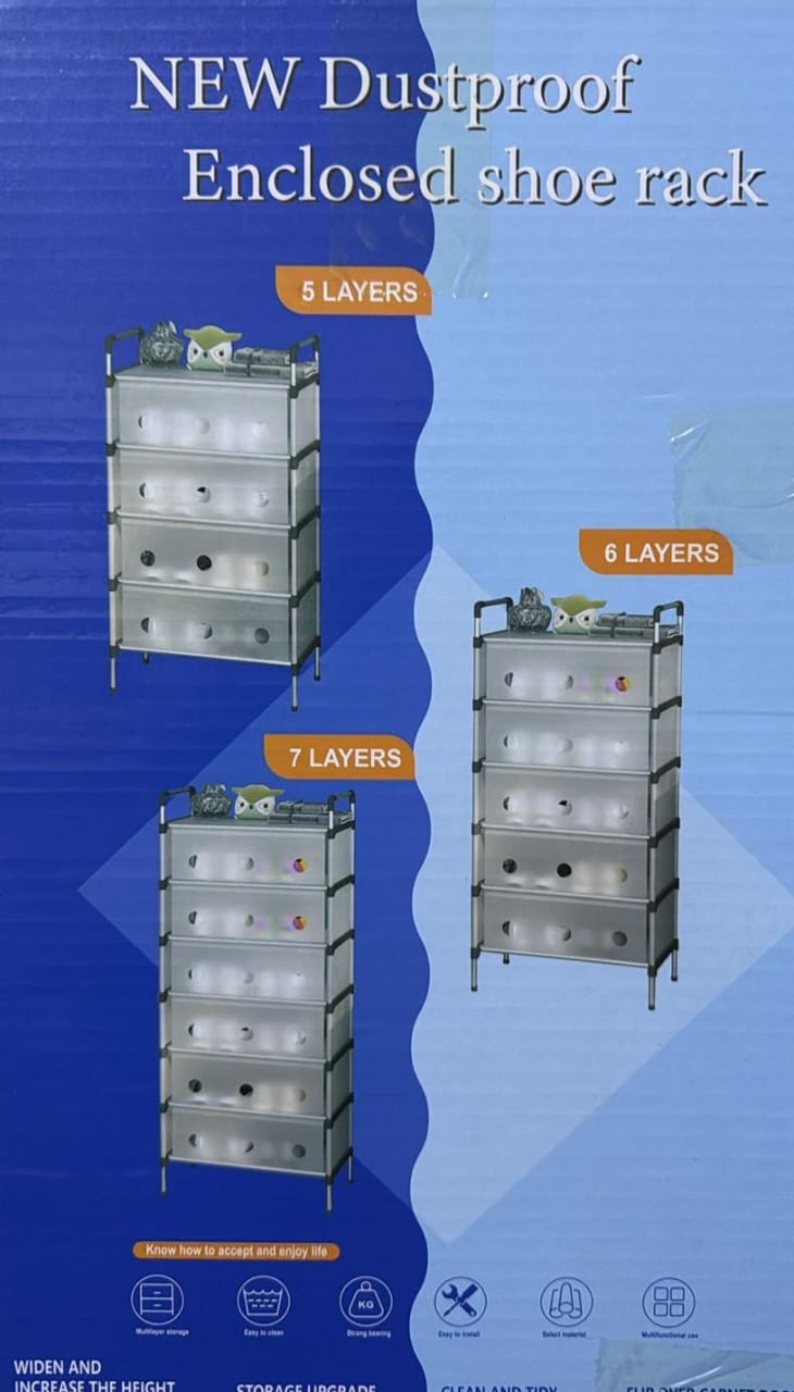 6 LAYER ENCLOSED SHOE RACK/ ORGANIZER - Durable, Affordable, Perfect for you, Extra storage space, Portable .