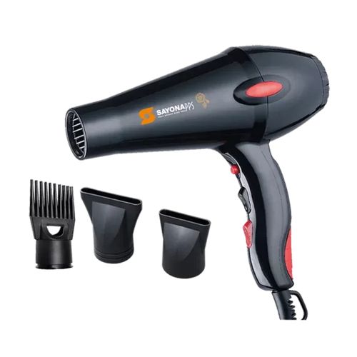 SAYONA PROFESSIONAL HAIR DRYER (SY-300) - Ideal for use at home and commercially. With 2 strong nozzles and a comb that does not melt or tangle.
