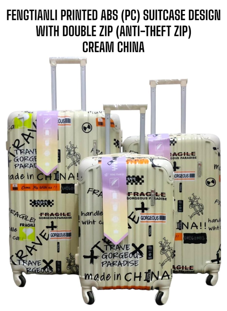 3 IN 1 FENGTIANLI PRINTED ABS(PC) SUITCASE WITH  ANTI THEFT ZIPPER (SIZE 27) - Enchanting patterns making them a true fashion statement, secure combination lock, ample storage,  impact-resistant shell
