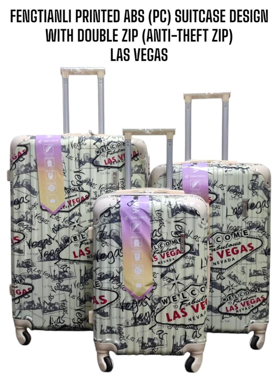 3 IN 1 FENGTIANLI PRINTED ABS(PC) SUITCASE WITH  ANTI THEFT ZIPPER (SIZE 27) - Enchanting patterns making them a true fashion statement, secure combination lock, ample storage,  impact-resistant shell