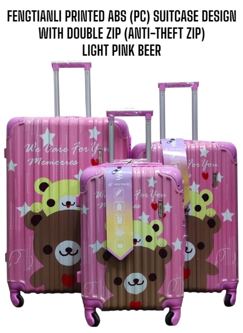 3 IN 1 FENGTIANLI PRINTED ABS(PC) SUITCASE WITH  ANTI THEFT ZIPPER (SIZE 27) - Enchanting patterns making them a true fashion statement, secure combination lock, ample storage,  impact-resistant shell