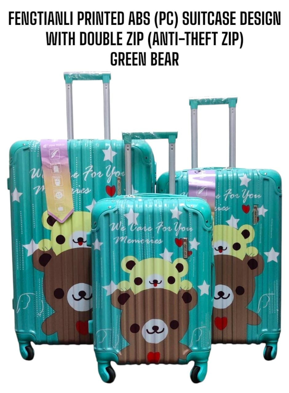 3 IN 1 FENGTIANLI PRINTED ABS(PC) SUITCASE WITH  ANTI THEFT ZIPPER (SIZE 27) - Enchanting patterns making them a true fashion statement, secure combination lock, ample storage,  impact-resistant shell