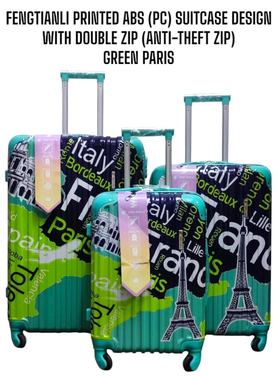 3 IN 1 FENGTIANLI PRINTED ABS(PC) SUITCASE WITH  ANTI THEFT ZIPPER (SIZE 27) - Enchanting patterns making them a true fashion statement, secure combination lock, ample storage,  impact-resistant shell