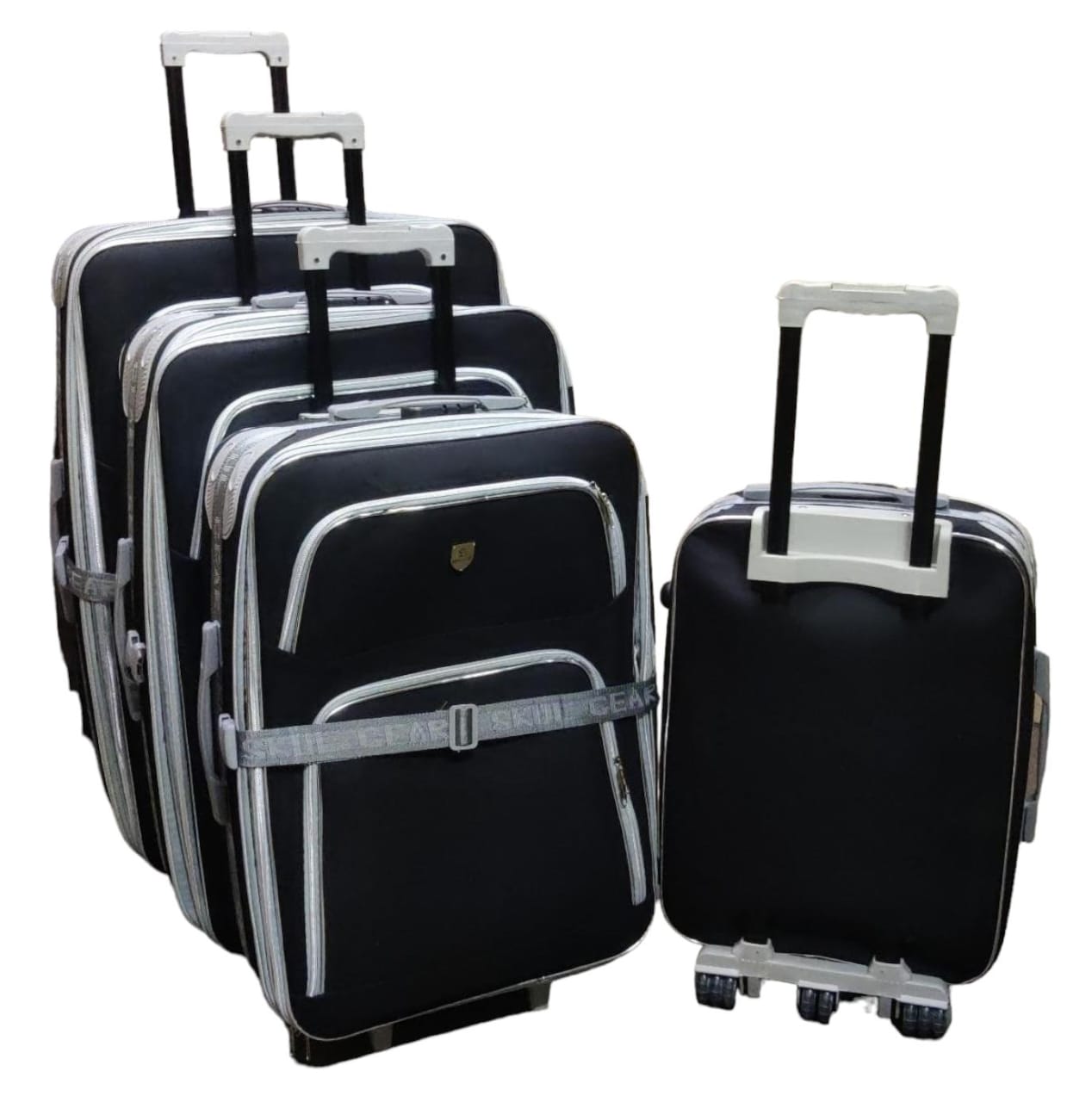 3 IN 1 HIGH QUALITY FABRIC SUITCASES -  All pieces have a pin lock system, 4 wheels rotating, Strong durable tough fabric material .