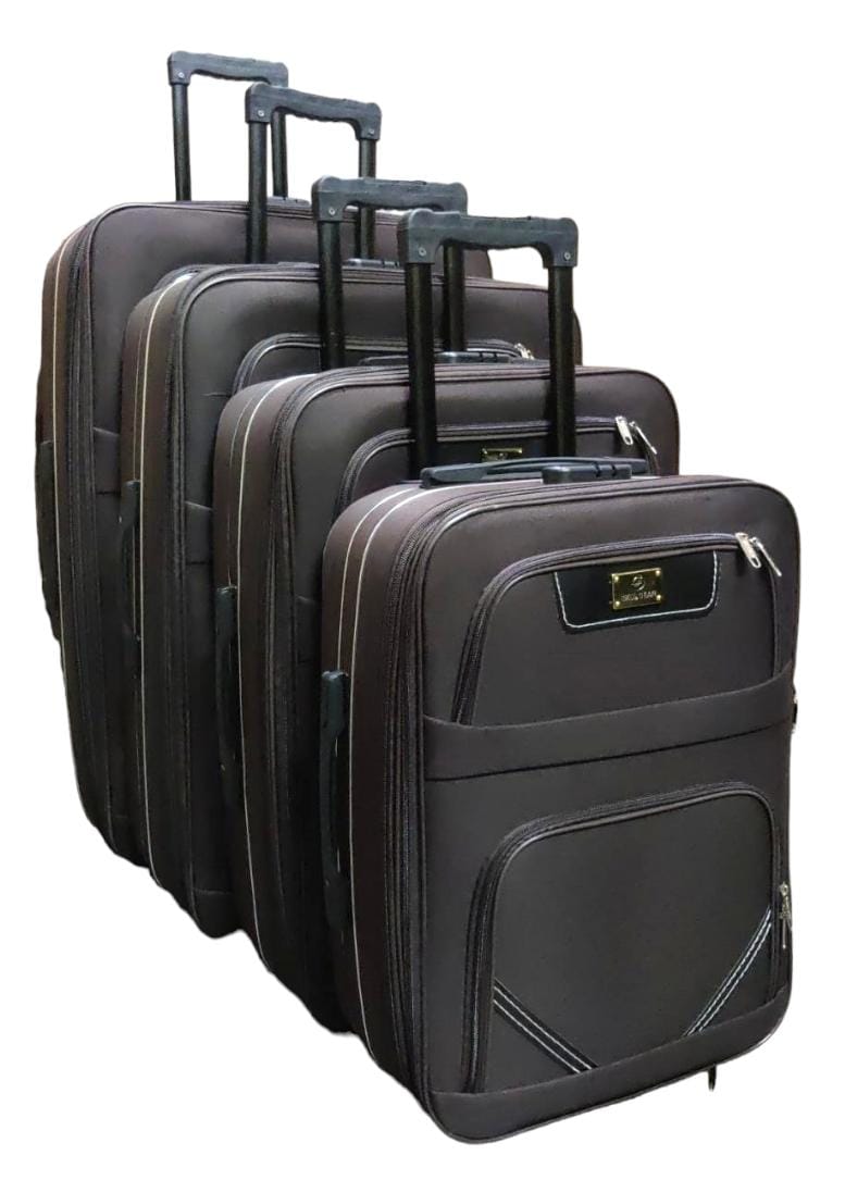 3 IN 1 HIGH QUALITY FABRIC SUITCASES -  All pieces have a pin lock system, 4 wheels rotating, Strong durable tough fabric material .