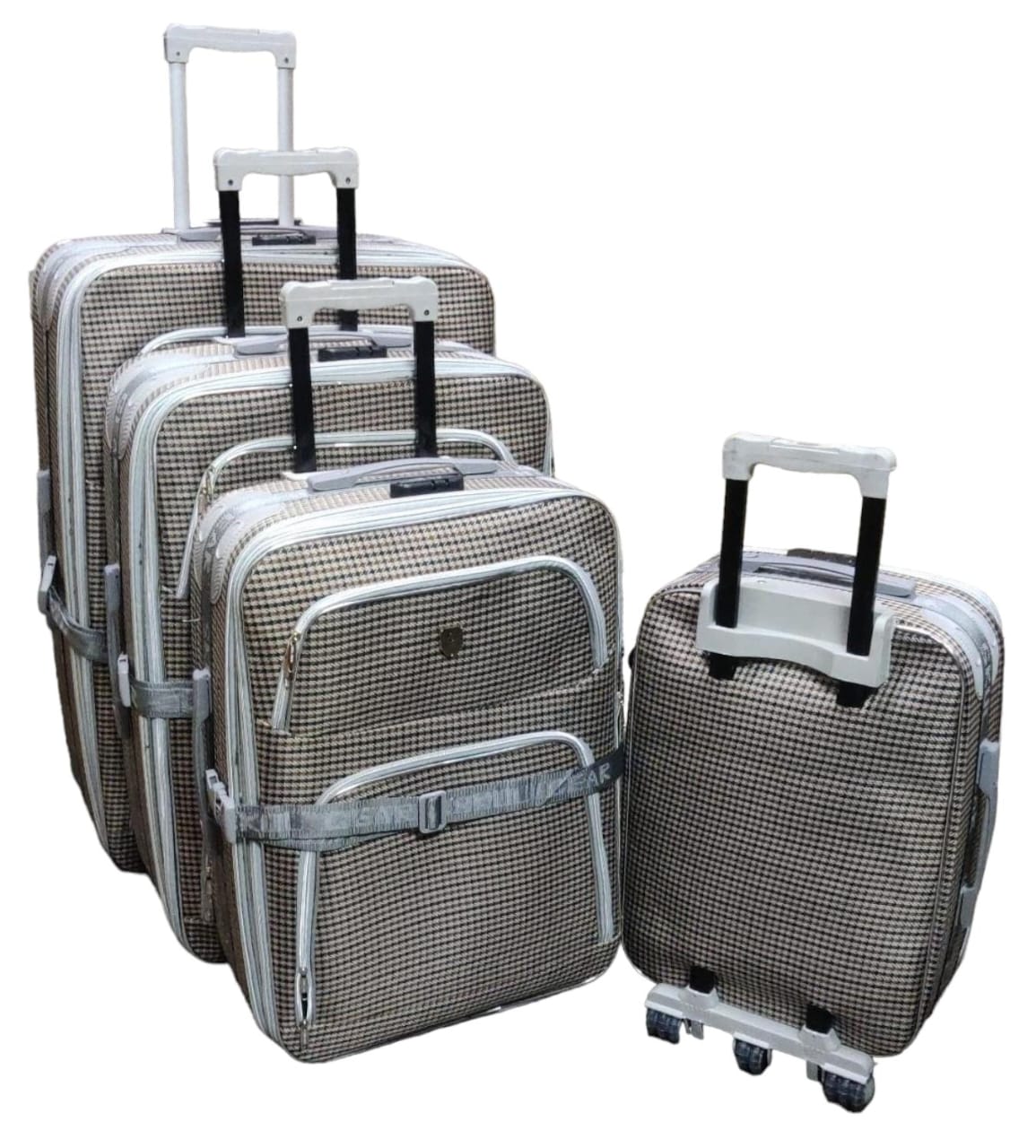 3 IN 1 HIGH QUALITY FABRIC SUITCASES -  All pieces have a pin lock system, 4 wheels rotating, Strong durable tough fabric material .