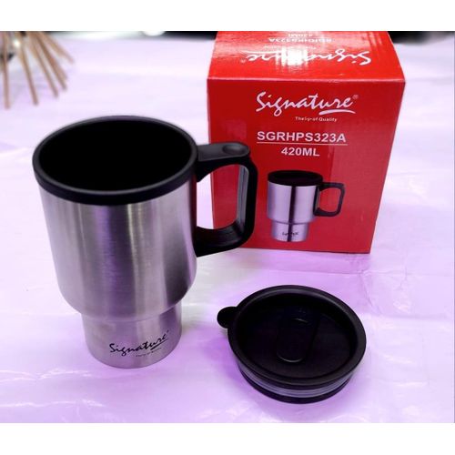 420 ML SIGNATURE THERMO CUP WITH MUG - Stainless steel insulation, Unbreakable, Easy to carry, Drinkware Tea Mug.