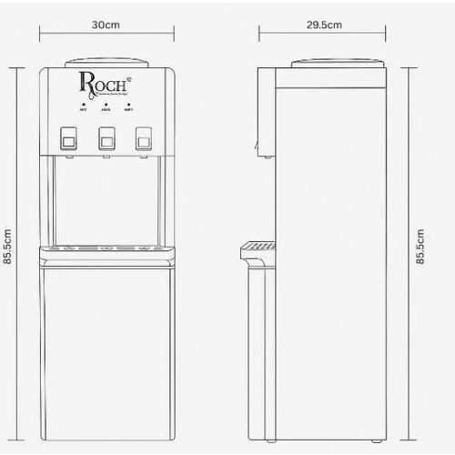 3 Taps Water Dispenser. Roch Dispenser For Hot, Normal and Cold Water, Child Safety Lock, Overheat Protection, Non-Refrigerated Storage Cabinet.