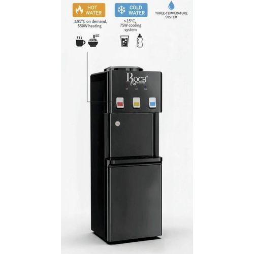 3 Taps Water Dispenser. Roch Dispenser For Hot, Normal and Cold Water, Child Safety Lock, Overheat Protection, Non-Refrigerated Storage Cabinet.