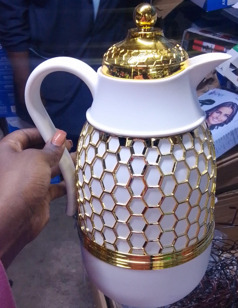 2 Litre Unbreakable Thermos Flask – White & Gold, Leak-Proof, Unbreakable design – durable and long-lasting, Elegant white & gold finish.