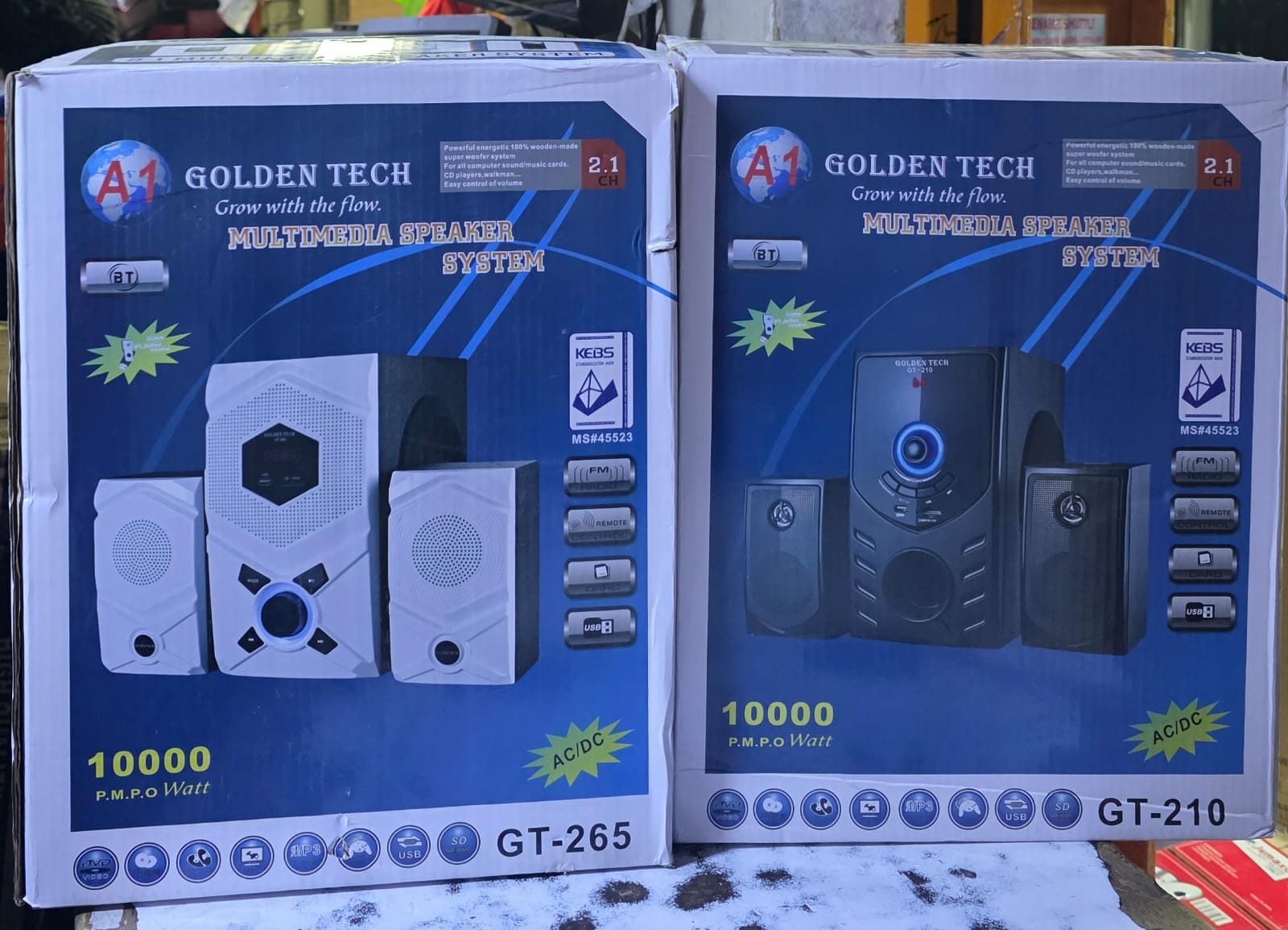 Golden 2.1 Multimedia Speaker – Powerful Sound & Bass, 2.1 Channel System, Clear Stereo & Deep Bass, Ideal for Home, PC, or Office Use, Durable Build with Sleek Design