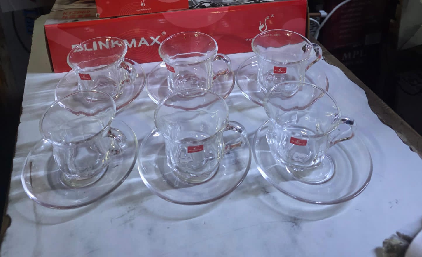 6-Piece Glass Cup & Saucer Set – Elegant Tea & Coffee Tableware, Made from premium clear glass, each cup and matching saucer brings a touch of elegance to your table.