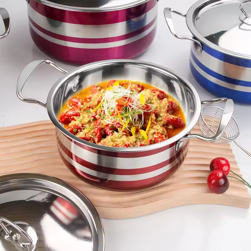 [NEW ARRIVALS]  HOMART C.Pots 8PCS Colorless  Stainless Steel Cookware Set  Cooking Pots Large Capacity Capable of Simmering a Whole Chicken Multi-Size (20/22/24/26cm 4pcs Pots+4pcs Pot Covers )