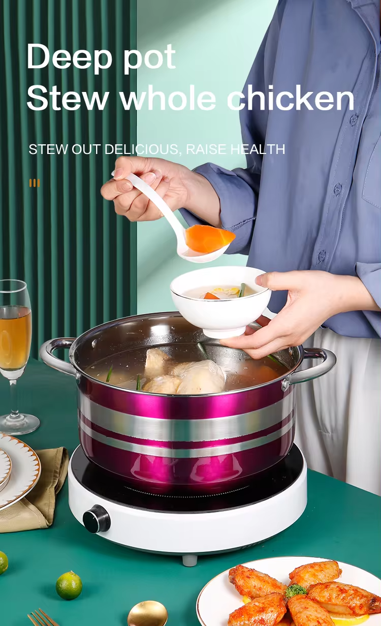 [NEW ARRIVALS]  HOMART C.Pots 8PCS Colorless  Stainless Steel Cookware Set  Cooking Pots Large Capacity Capable of Simmering a Whole Chicken Multi-Size (20/22/24/26cm 4pcs Pots+4pcs Pot Covers )