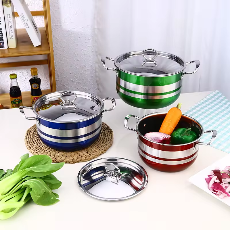 [NEW ARRIVALS]  HOMART C.Pots 8PCS Colorless  Stainless Steel Cookware Set  Cooking Pots Large Capacity Capable of Simmering a Whole Chicken Multi-Size (20/22/24/26cm 4pcs Pots+4pcs Pot Covers )