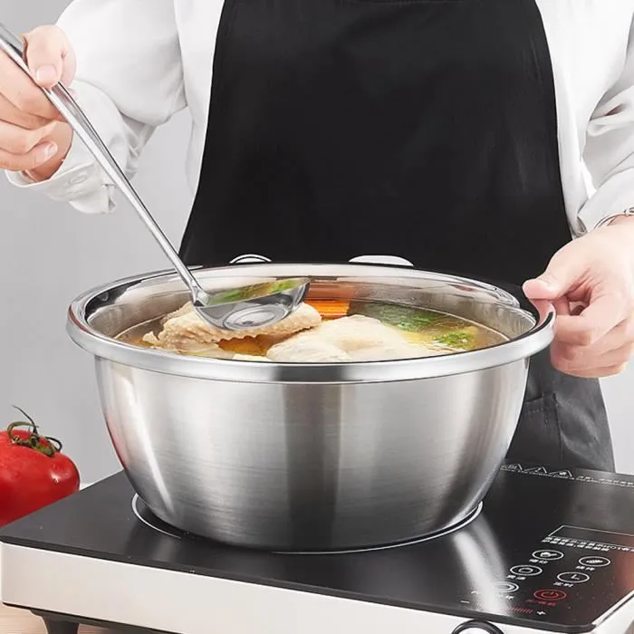 HOMART Pots-S High Quality Multifactional silver Cooking pots Cookware 10 pcs 18/20/22/24/26cm( 5pcsPots + 5pcs  lids )