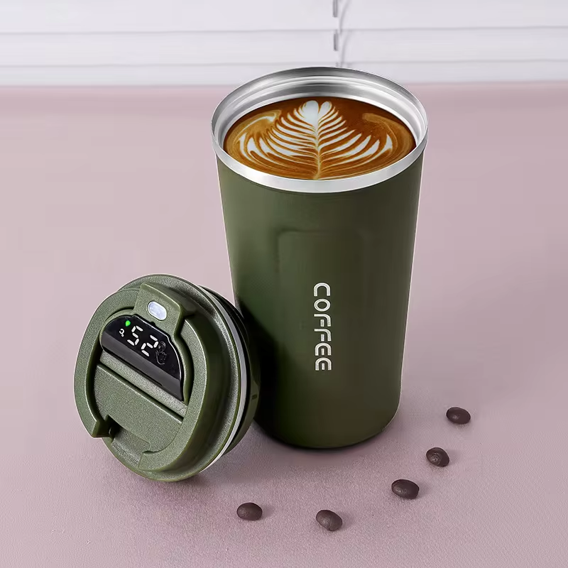 Digital Homart 380 ml S-Coffee Cup Travel Mug for Hot & Cold Drinks, Stainless Steel Insulated Coffee Mug, Double-Walled Thermal Mug with Leak-proof Lid, Portable & Reusable Coffee Cups for