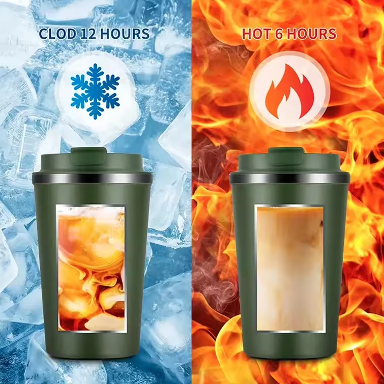 Digital Homart 380 ml S-Coffee Cup Travel Mug for Hot & Cold Drinks, Stainless Steel Insulated Coffee Mug, Double-Walled Thermal Mug with Leak-proof Lid, Portable & Reusable Coffee Cups for