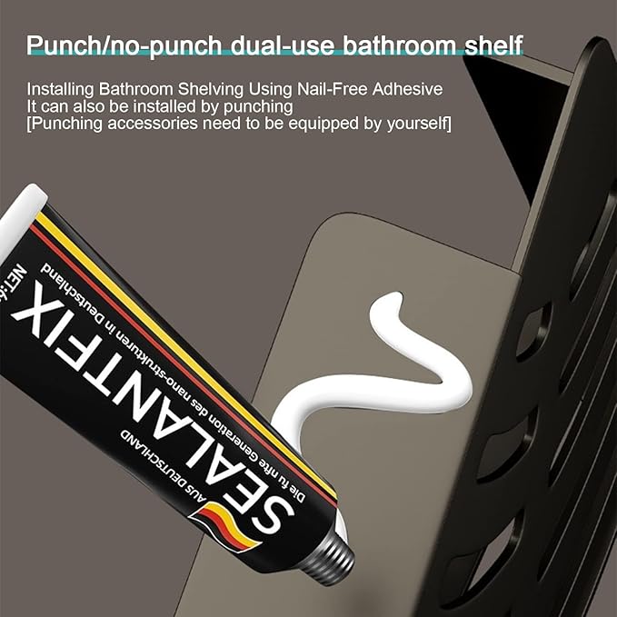 2 Layers, KR-SR-004 Kitchen Wall Shelves, Black Aluminum Large Capacity Storage Shelves With  Suitable for Storage In kitchen, Bathroom and Balcony (Black