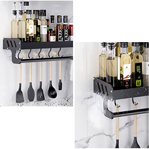 Homart KR-SR-001 2 Shelves and 4 rods kitchen Wall shelve  No Drilling with Rods Aluminium Kitchen Holder Kitchen Hook Rack Kitchen Aid Hanging Rac