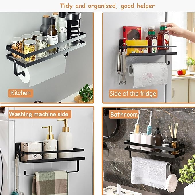 Homart KR-SR-001 2 Shelves and 4 rods kitchen Wall shelve  No Drilling with Rods Aluminium Kitchen Holder Kitchen Hook Rack Kitchen Aid Hanging Rac