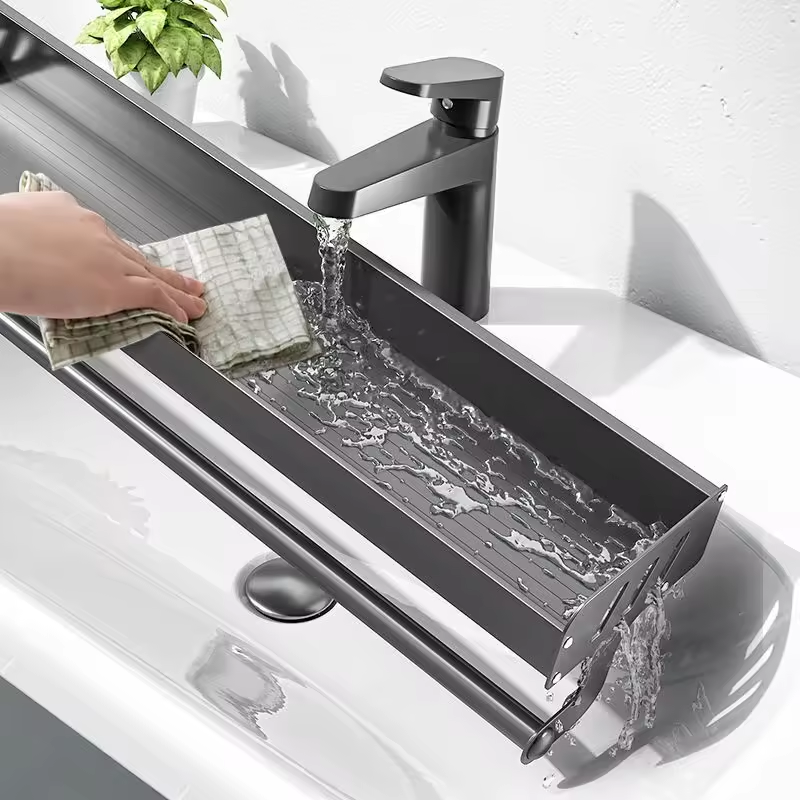 2 Layers, KR-SR-004 Kitchen Wall Shelves, Black Aluminum Large Capacity Storage Shelves With  Suitable for Storage In kitchen, Bathroom and Balcony (Black