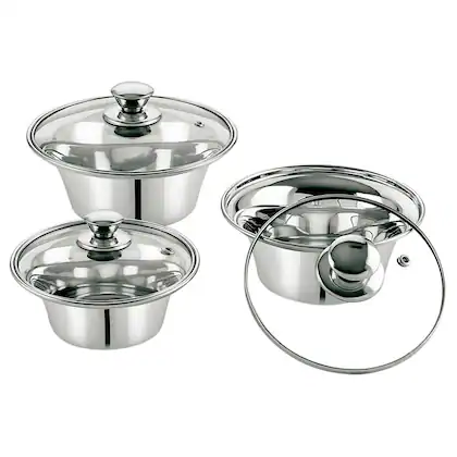 HOMART Pots-S High Quality Multifactional silver Cooking pots Cookware 10 pcs 18/20/22/24/26cm( 5pcsPots + 5pcs  lids )