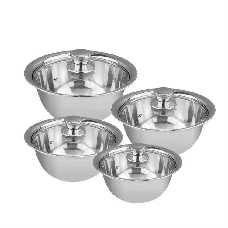 HOMART Pots-S High Quality Multifactional silver Cooking pots Cookware 10 pcs 18/20/22/24/26cm( 5pcsPots + 5pcs  lids )