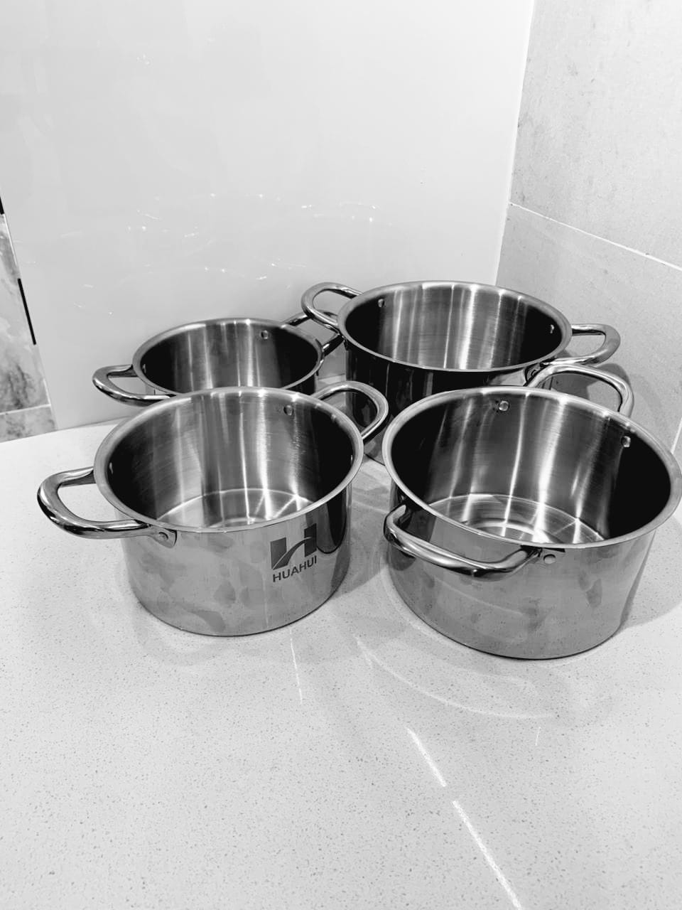 [NEW ARRIVE] HOMART BGG01 High Quality Multifactional silver Cooking Soup pots Cookware 8 pcs 18/20/22/24/26cm( 4pcsPots + 4pcs lids