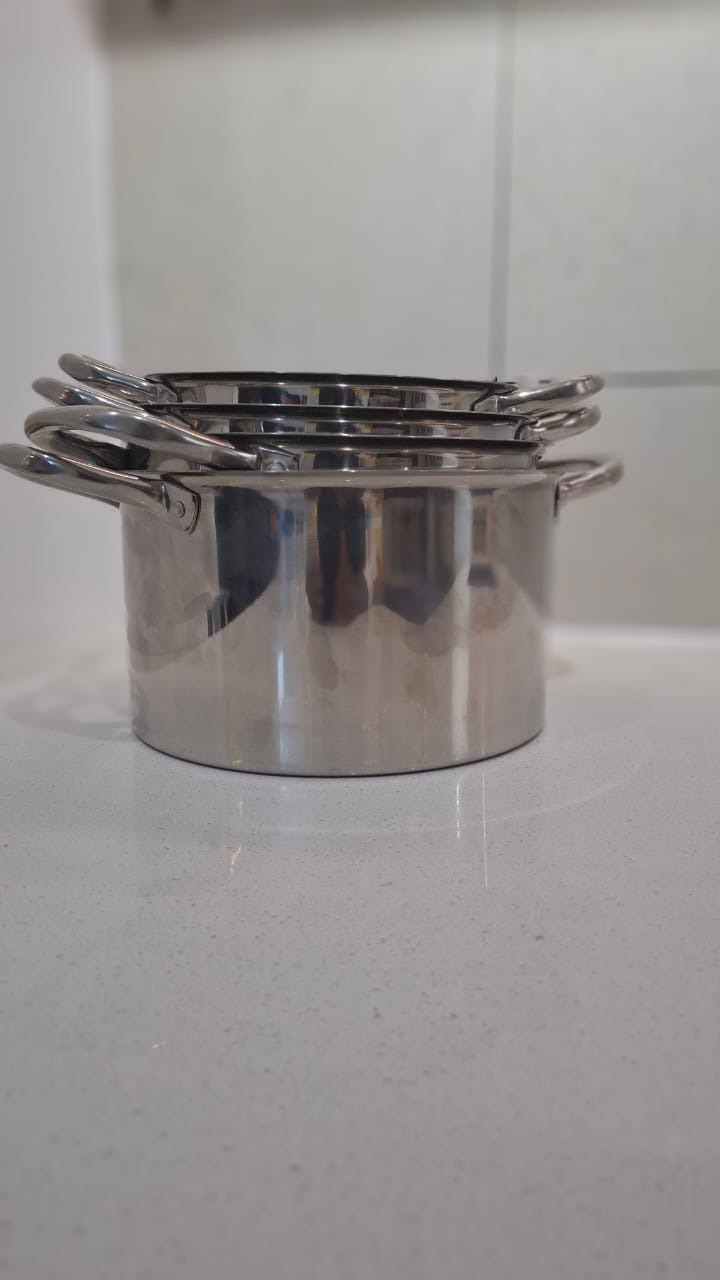 [NEW ARRIVE] HOMART BGG01 High Quality Multifactional silver Cooking Soup pots Cookware 8 pcs 18/20/22/24/26cm( 4pcsPots + 4pcs lids