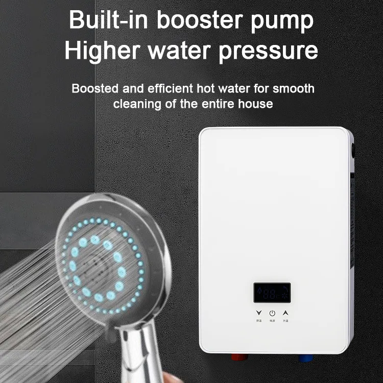 {NEW ARRIVALS} Homart Electric Water Heater, 6 kW Electric Instantaneous Water Heater with Shower Head, LCD Display, Thermostat, Shower Water Heater, Heating for Bathroom and Kitchen