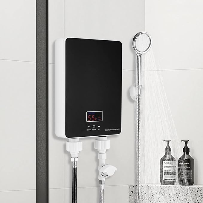 {NEW ARRIVALS} Homart Electric Water Heater, 6 kW Electric Instantaneous Water Heater with Shower Head, LCD Display, Thermostat, Shower Water Heater, Heating for Bathroom and Kitchen