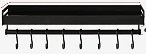 2 Layers, KR-SR-004 Kitchen Wall Shelves, Black Aluminum Large Capacity Storage Shelves With  Suitable for Storage In kitchen, Bathroom and Balcony (Black