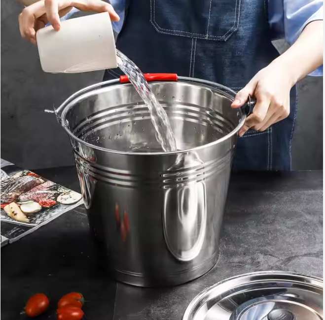 High Quality Multifunctional Stainless Steel Kitchen WCT Cooking  Water Bucket  Ice Bucket Wine Cooler Milk Bucket  With Knob 28CM, 32CM , 34CM ,36 CM