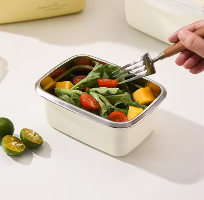 Eco-friendly Lunch Box  Food Storage Container 6769 Stainless Steel Heated School Lunchbox With Spoon And  Lids For Kid Children Adult