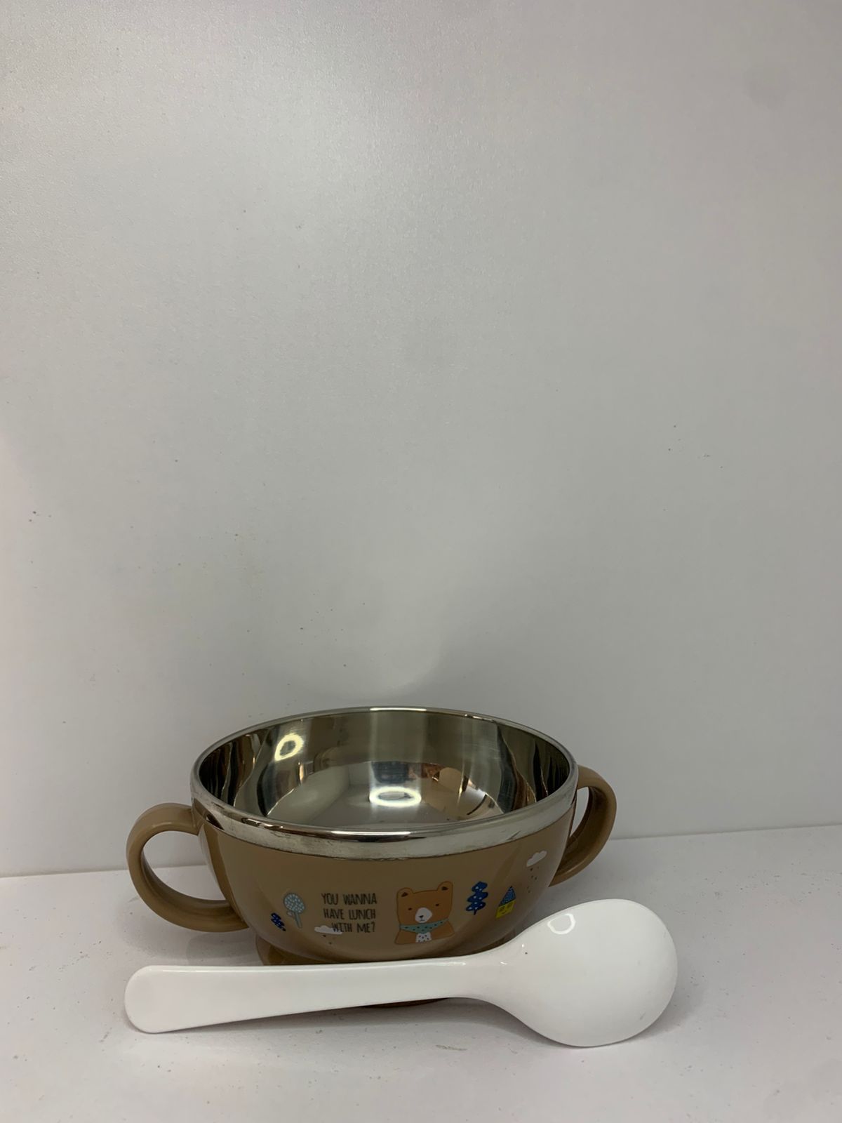 High Quality baby feeding Homart Double Wall Insulated Stainless Steel children's plate With Feeding Spoon  household bowl for Kindergarten 6754