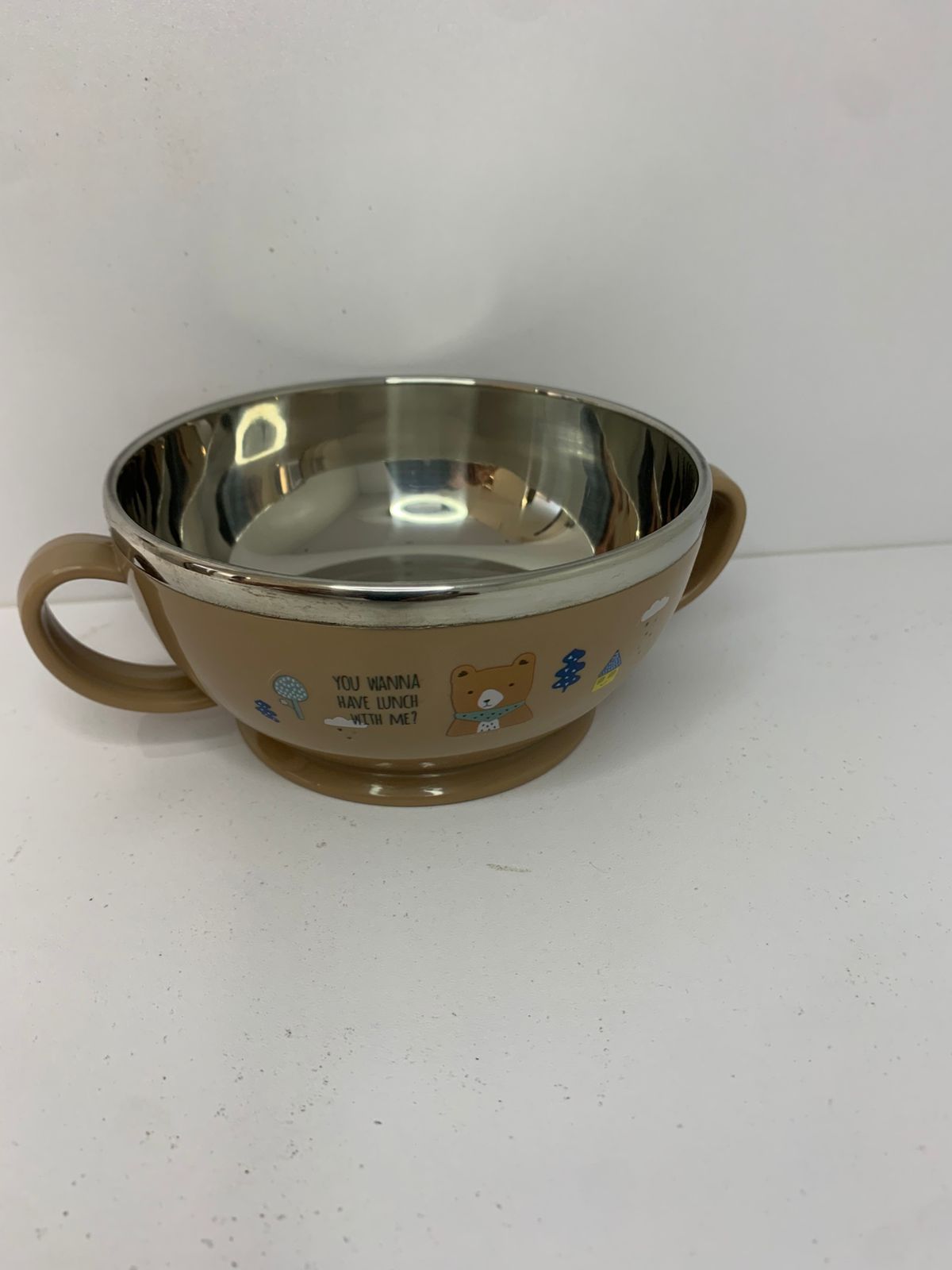 High Quality baby feeding Homart Double Wall Insulated Stainless Steel children's plate With Feeding Spoon  household bowl for Kindergarten 6754