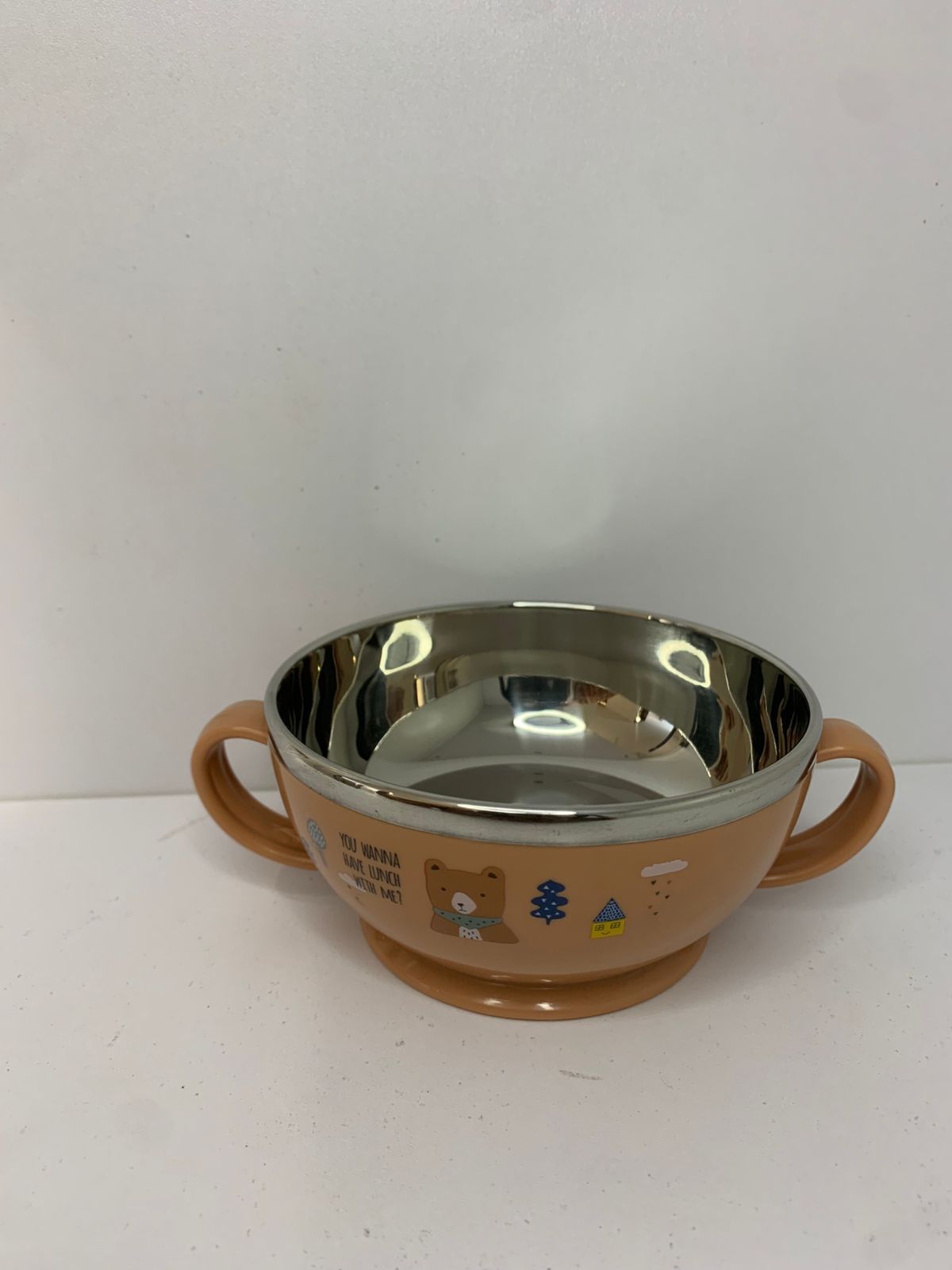 High Quality baby feeding Homart Double Wall Insulated Stainless Steel children's plate With Feeding Spoon  household bowl for Kindergarten 6754