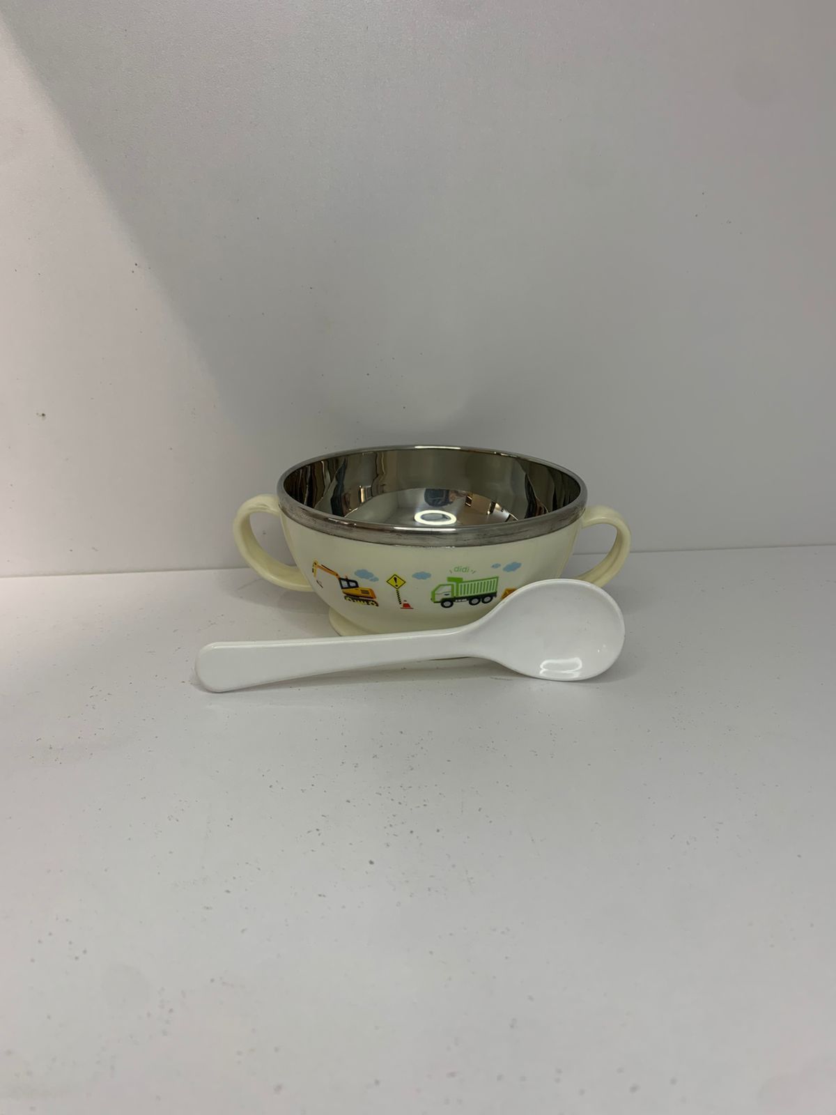 High Quality baby feeding Homart Double Wall Insulated Stainless Steel children's plate With Feeding Spoon  household bowl for Kindergarten 6754