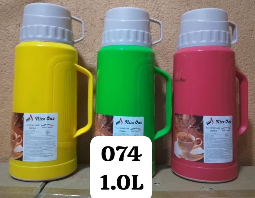 Niceone Plastic Body Glass Refill Thermos Flask 1litres 1pc  The vacuum flask is made of high quality stainless steel that is unbreakable hence durable.It has an easy grip handle which is heat resista