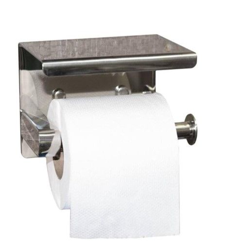 Toilet Paper Holder with Shelf,  Bathroom Tissue Holder 304 Brushed Stainless Steel, Toilet Paper Roll Holder  for Bathroom