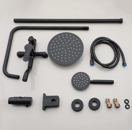 Shower System 8 Inch Rainfall Shower Head Matte Black Outdoor Shower Fixture 3 Function Stainless Steel Wall Mount Shower Faucet Set with Handheld Sprayer and Tub Spout