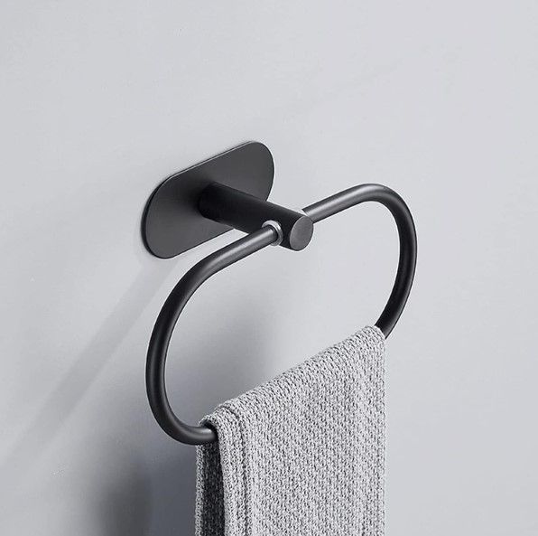Self Adhesive Towel Ring, Brushed Gold Adhesive Hand Towel Holder Stainless Steel Oval Hand Towel Ring No Drilling Modern Hand Towel Hanger for Bathroom Kitchen Accessories