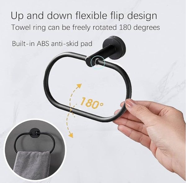 Self Adhesive Towel Ring, Brushed Gold Adhesive Hand Towel Holder Stainless Steel Oval Hand Towel Ring No Drilling Modern Hand Towel Hanger for Bathroom Kitchen Accessories