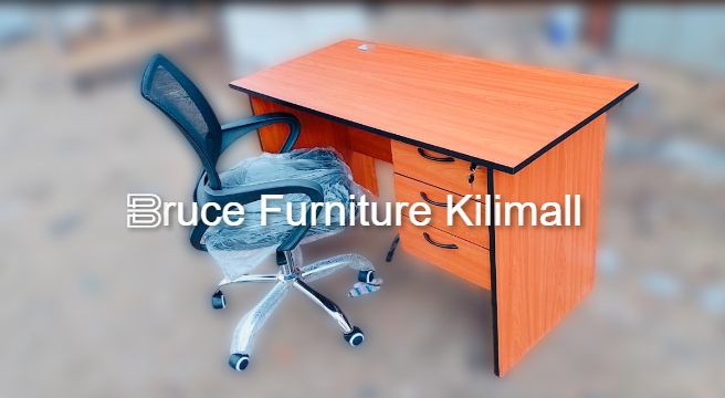 Premium 1.0M Brown Office Desk With a Strong Ergonomic Office Chair